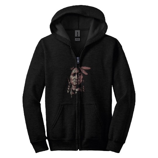sitting bull native american chief indian warrior men women Zip Hoodies