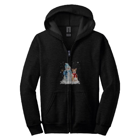 Funny Bull Terrier Christmas Snowman Christmas Pajama Zip Hoodies