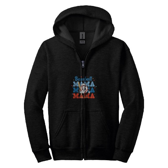 Retro Groovy Baseball Mom Life Baseball Player Mothers Zip Hoodies