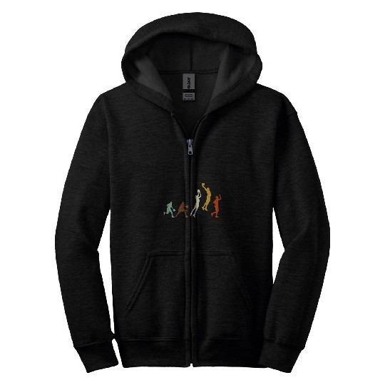 Retro Basketball Evolution Sports for Basketball Players Zip Hoodies