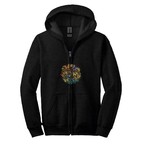 vintages flower garden with flying butterflies butterfly Zip Hoodies