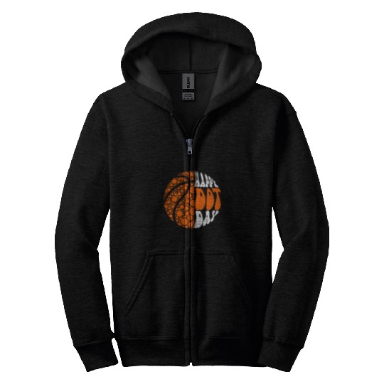 Retro Groovy Basketball Ball Polka Dots Happy Dot Day Boy Zip Hoodies