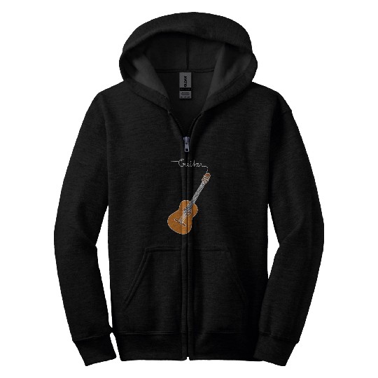 MUSICONPRINT GUITAR LINE ART Musicians Band Orchestra Zip Hoodies