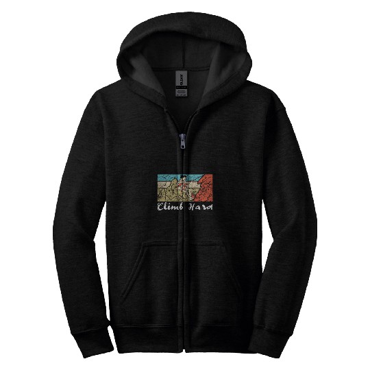 Retro Rock Climbing Awesome Climbing vintages Climb Hard Zip Hoodies