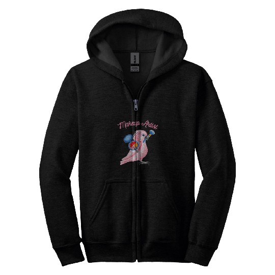 Pink Cockatoo Parrot Makeup Artist Watercolor Zip Hoodies