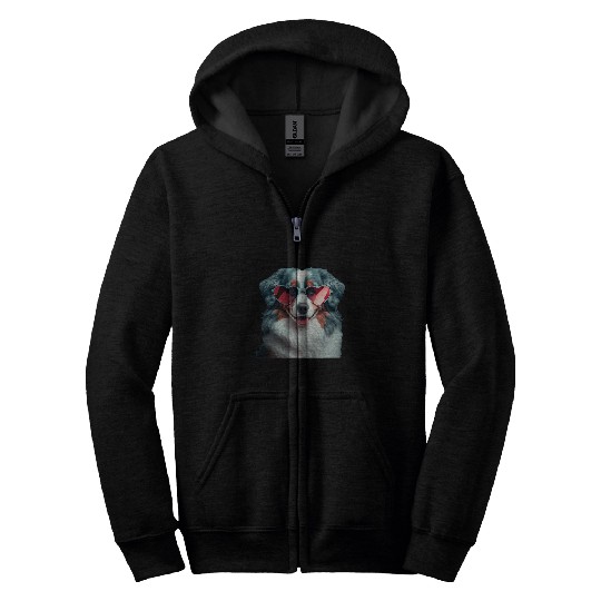 Discover Mini Aussie Mom Australian Shepherd Valentines Day Zip Hoodies