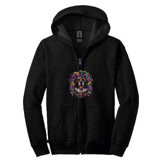 Mardi Gras Landseer Newfoundland Dog Zip Hoodies