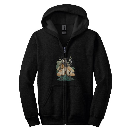 Mysterious Man Bug Forest Woods Creatures Cottage Core Art Zip Hoodies