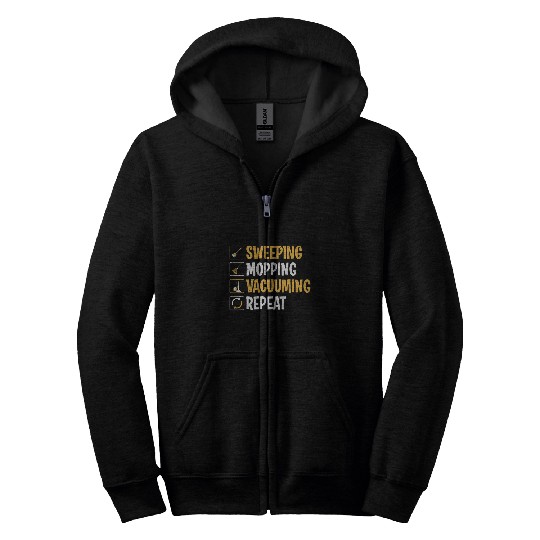 Janitor Sweeping Mopping Vacuuming Custodian Zip Hoodies
