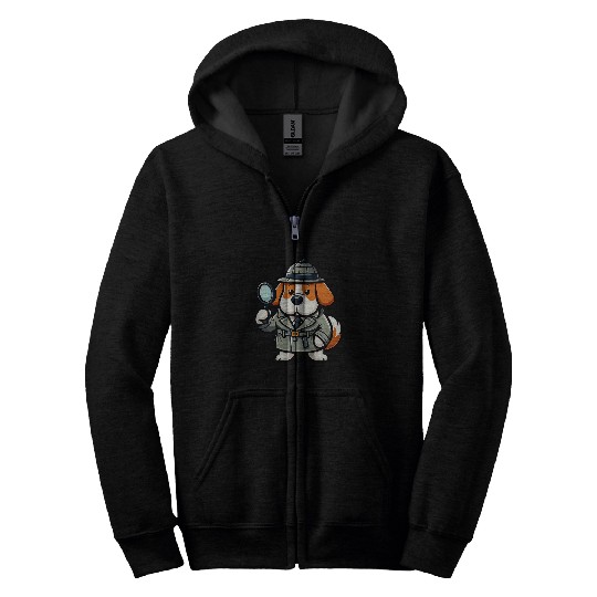 Saint Bernard Detective Funny Dog Mystery 1 Zip Hoodies