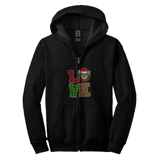 I Love Chihuahua Dog Santa Hat Funny Leopard Christmas Xmas Zip Hoodies
