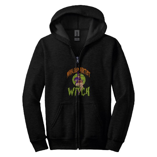 Makeup Artist Witch Funny Makeup Artist Halloween Zip Hoodies