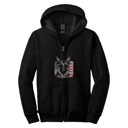 German Shepherd American Flag vintages Sunglasses July 4th Zip Hoodies
