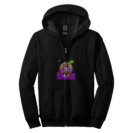 Retro vaporwave 80s 90s outers space lady motorcycle rider Zip Hoodies