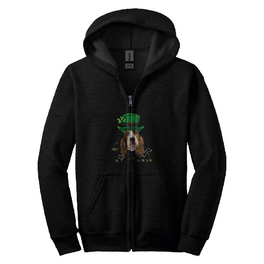 Funny St Patricks Day Basset Hound Dog Gaelic Irish Zip Hoodies