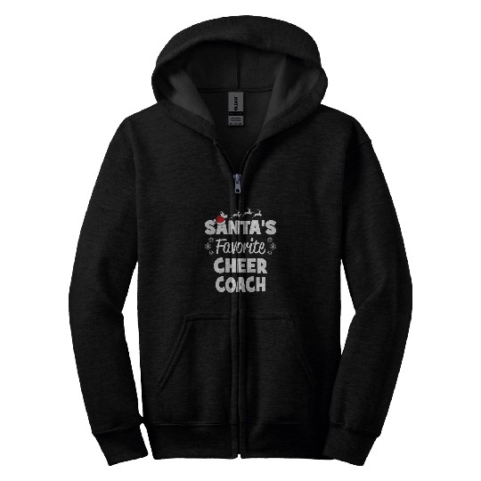 Santas Favorite Cheer Coachs Funny Christmas Matching Zip Hoodies