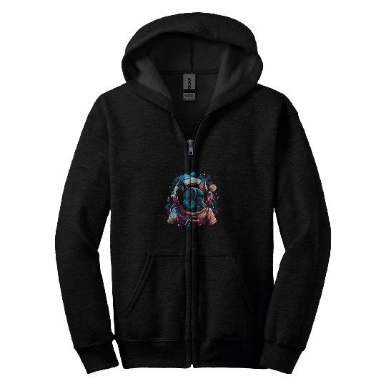Outer Space Cute Astronaut French Bulldog Pet Dog Lover Zip Hoodies