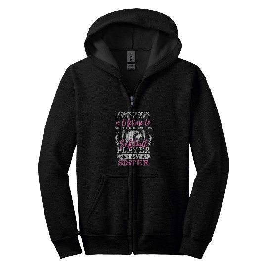 Softball Sister of a Softball Playing Sister Softball Fan 1 Zip Hoodies