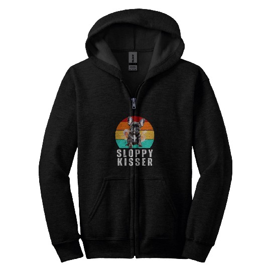 Funny Frenchie Sloppy Kisser French Bulldog Giving Kisses 1 Zip Hoodies