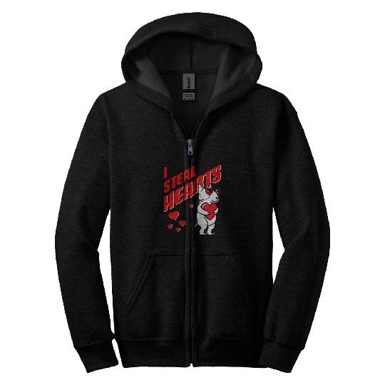 Miniature Bull Terrier Valentines Day Dog Love Mini Bull Zip Hoodies