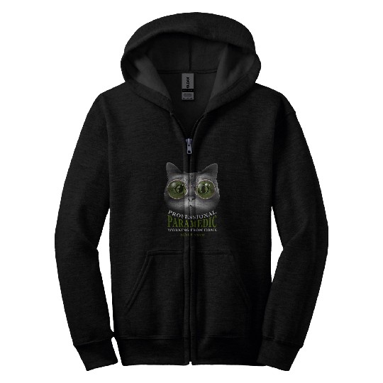 Working From homes Paramedic EMT Cat Lover 21 Zip Hoodies