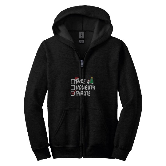 Nice Naughty Pirate Christmas List Santa Funny Xmas Zip Hoodies
