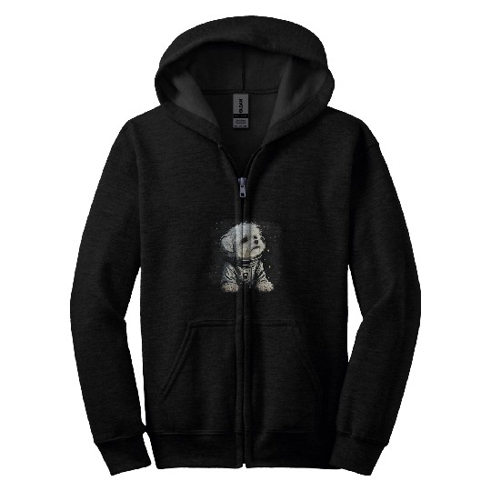 Outer Space Maltese dog on Galaxy Astronaut Maltese dog Zip Hoodies