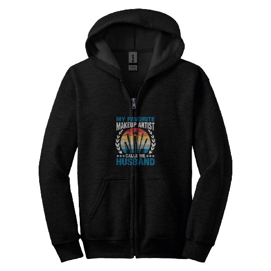 Makeup Artist Calls Me Husband Cosmetic Beautician Graphic Zip Hoodies
