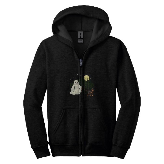 Rottweiler Walking ghosts Halloween Funny Kids Costume Zip Hoodies