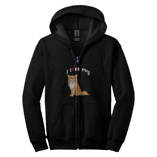 I Love My Fawn and White Long Haired Chihuahua Dog Zip Hoodies