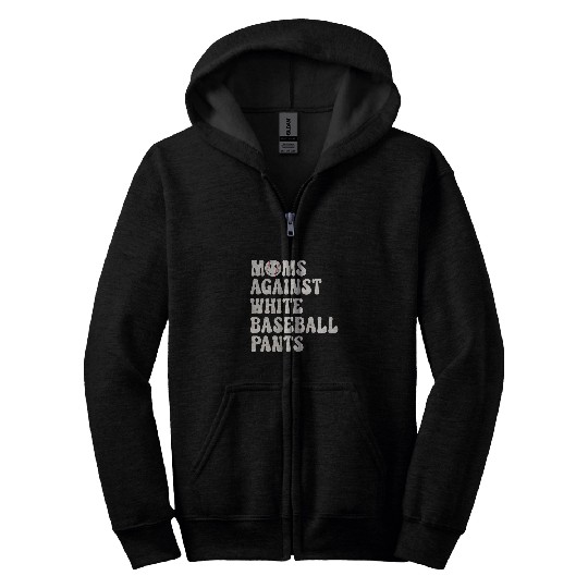 Retro Groovy Moms Against White Baseball Pants Baseball Mom Zip Hoodies