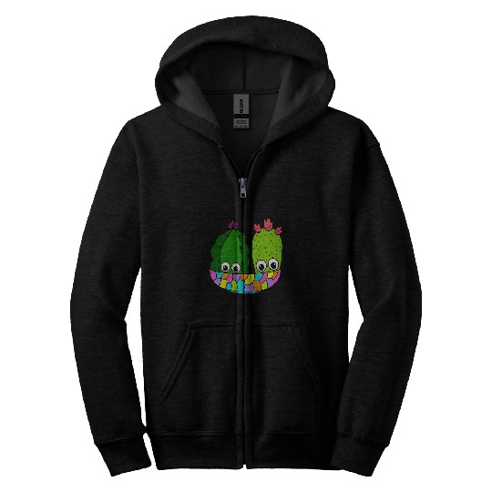 Pretty Cacti Arrangement In Colorful Bowl Zip Hoodies