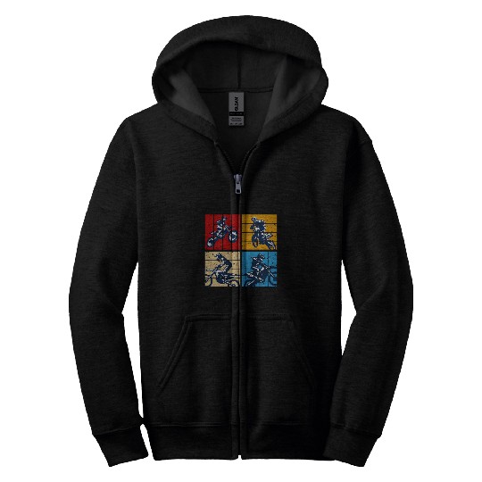 Retro Motocross Dirt Bike Motorcycle Lovers vintages Biker Zip Hoodies