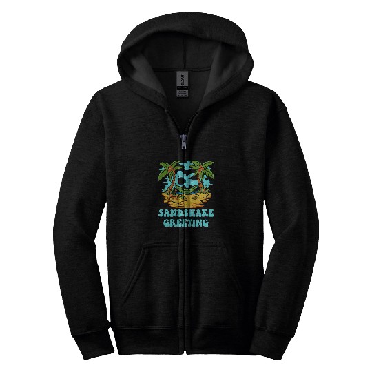 Sandshake Greeting Beach Camping Ocean Camper Friends Zip Hoodies