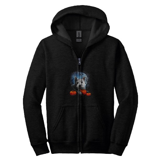 halloween westie witch pumpkin mummy dog lover Zip Hoodies
