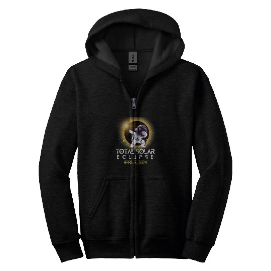 Solar Eclipse 2024 Party America Totality Astronaut Family Zip Hoodies