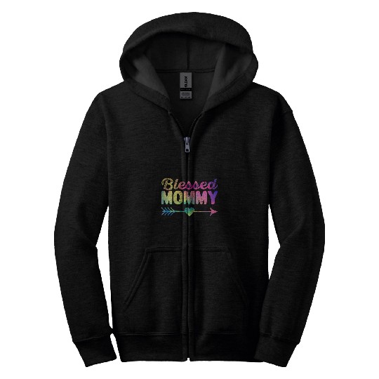 Womens Blessed Mommy Funny Mom Family Matching Happy Thanksgiving Zip Hoodies