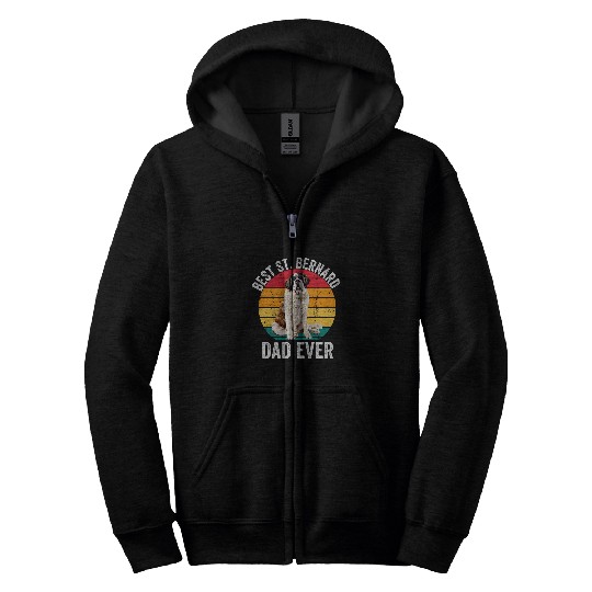 Saint Bernard Dad Funny vintages St Bernard Dad Dog Lover Men Zip Hoodies