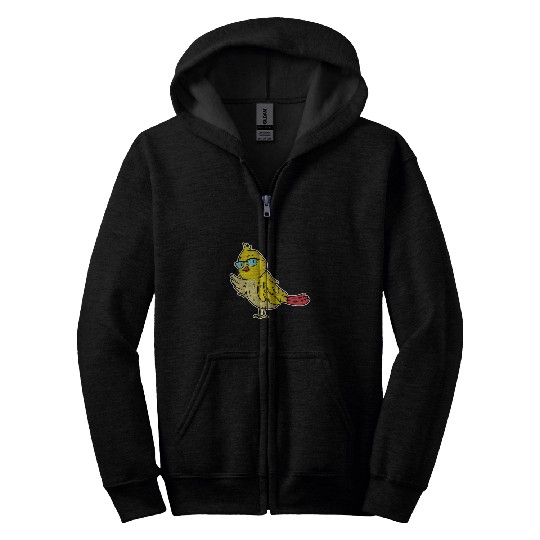 Nerdy Bird with Glasses Zip Hoodies
