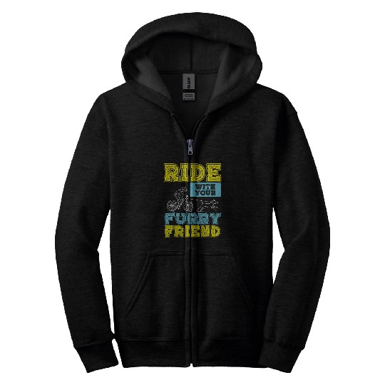 Ride With Your Furry Friend Bicycle Cycling Zip Hoodies