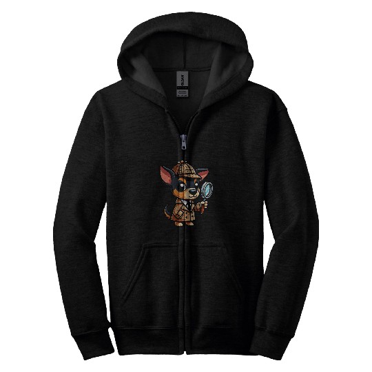 Miniature Pinscher Detective Funny Dog Mystery 2 Zip Hoodies
