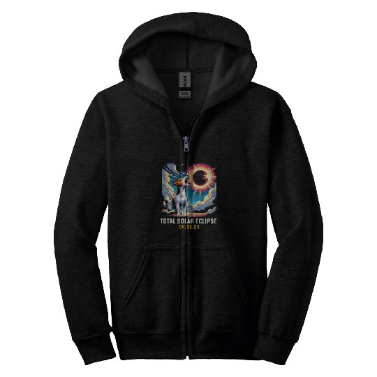 Jack Russell Terrier Dog Howling At Solar Eclipse Zip Hoodies