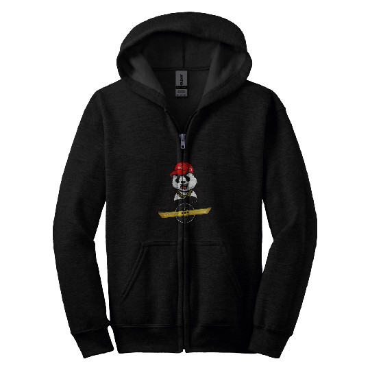 Panda Bear And Oso On Wheel Electric Skateboard Zip Hoodies