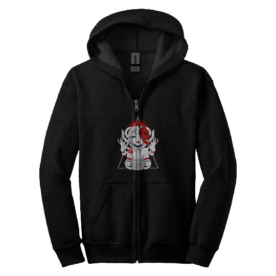 Japanese Demon Culture Samurai Geisha Kanagawa Japan Bonsai Zip Hoodies