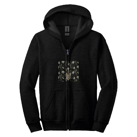 Saint Bernard White Sweet Pea Flower Pattern Zip Hoodies
