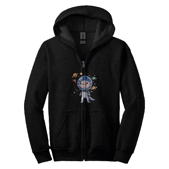 Space Axolotls Astronaut Planet Space Aesthetic Goth Zip Hoodies