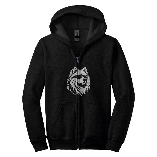 Samoyed Sunglasses Dog Graphic Design Zip Hoodies