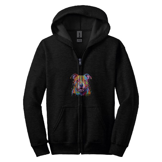 Pitbull Colorful Dog for Womens Girls Men Boys Dog Lovers Zip Hoodies