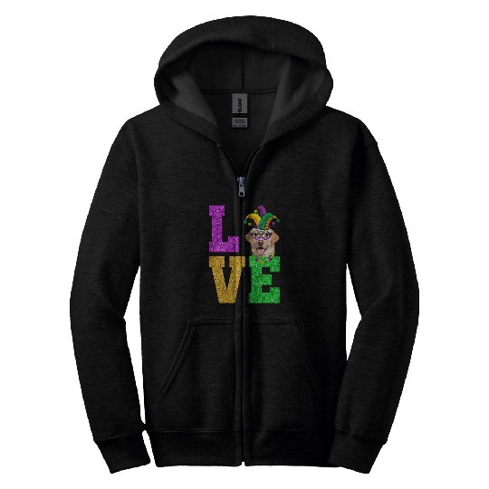 Funny Labrador Lab Dog I Love Mardi Gras Labrador Dog Puppy Lover Zip Hoodies