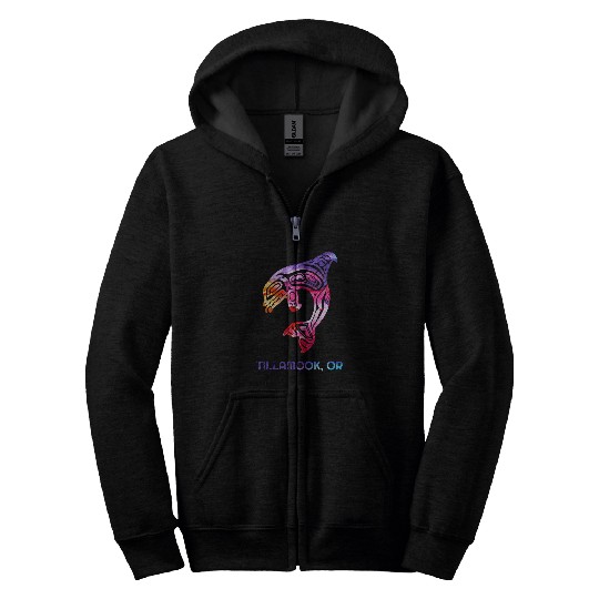 Tillamook Oregon Native American Orca Killer Whale Zip Hoodies
